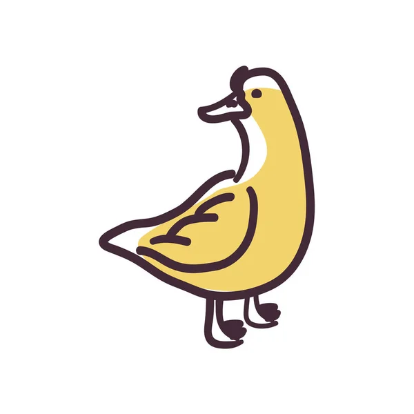 Pato dibujos animados estilo plano icono de diseño de vectores — Vector de stock