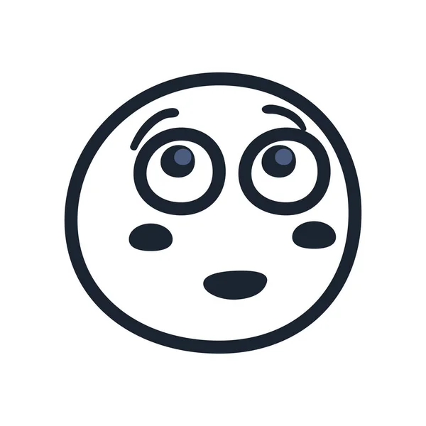 Blush emoji visage ligne style icône vectoriel design — Image vectorielle