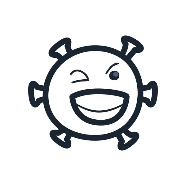 Sonrisa emoji covid 19 línea de virus estilo icono de diseño de vectores — Archivo Imágenes Vectoriales