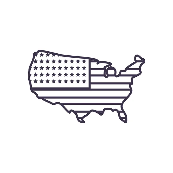 Usa bandeira mapa linha estilo ícone vetor design —  Vetores de Stock