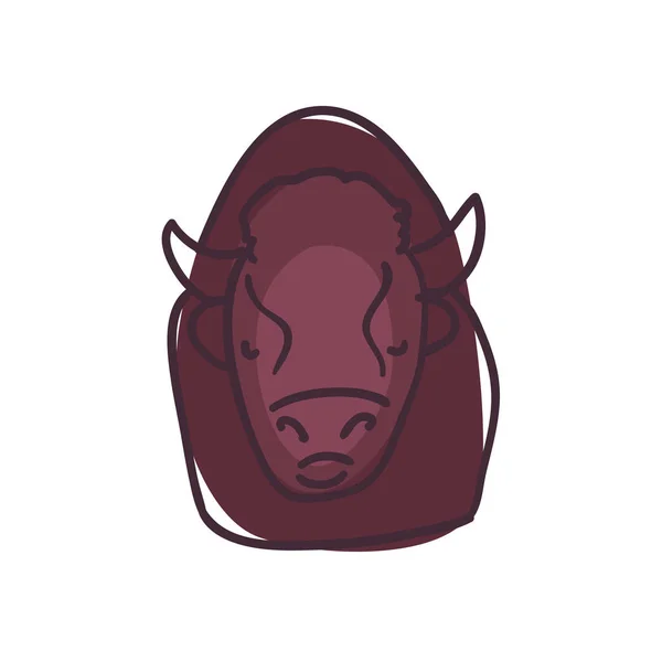 Dibujos animados de búfalo icono de estilo plano diseño de vectores — Vector de stock