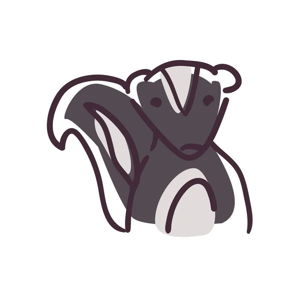Skunk dibujos animados estilo plano icono de diseño de vectores — Vector de stock