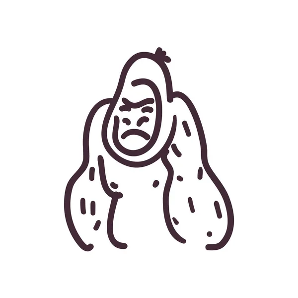 Gorille dessin animé style ligne icône vectoriel design — Image vectorielle