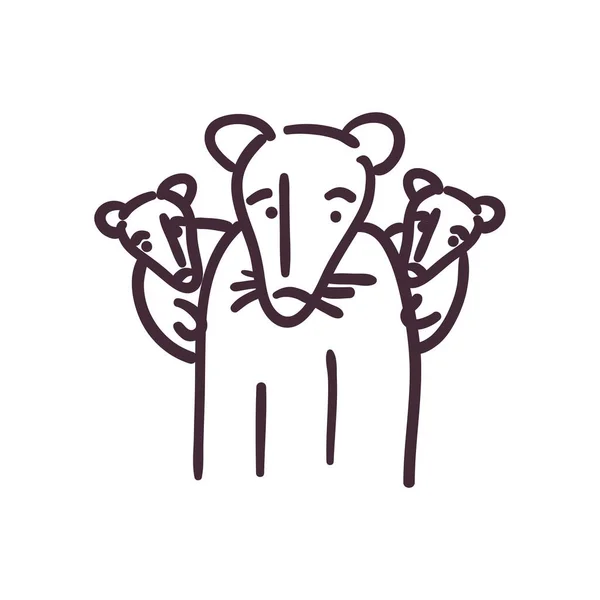 Mouses cartoons line icon vector design — стоковый вектор