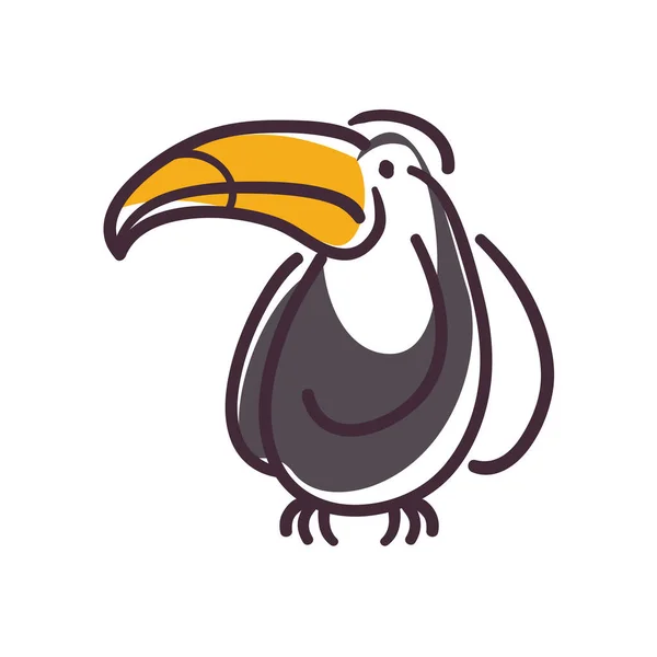 Toucan dibujos animados de estilo plano icono de diseño de vectores — Vector de stock