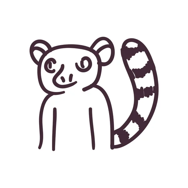 Lemur desenho animado linha estilo ícone vetor design — Vetor de Stock