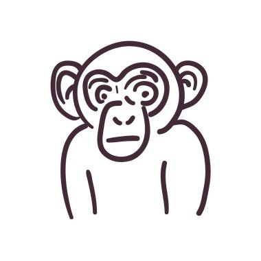 Şempanze çizgi çizgi çizgi çizim biçimi vektör tasarımı