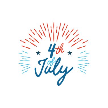 4 Temmuz dekoratif patlamalı, düz stil