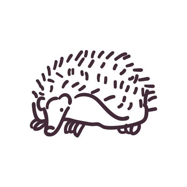 Hedgehog desenho animado linha estilo ícone vetor design —  Vetores de Stock