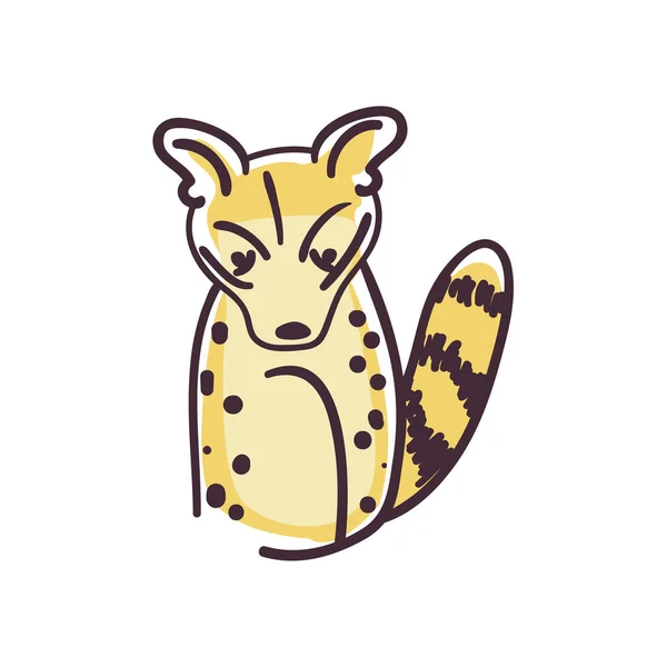 Genet gato dibujos animados estilo plano icono de diseño de vectores — Vector de stock