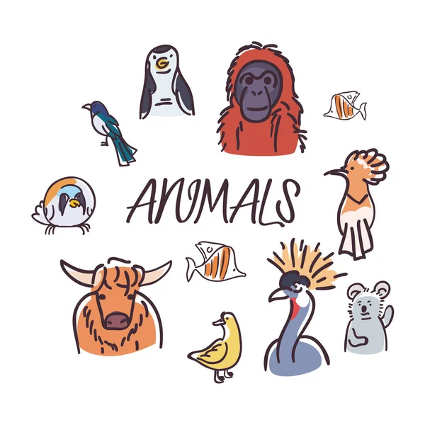 Wild Animals cartoons vector design — Stock Vector