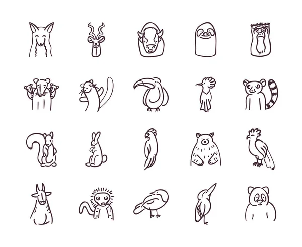 Набір значків стилю лінії тварин Векторний дизайн — стоковий вектор