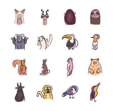 Hayvanlar düz biçim ikonu vektör dizaynı