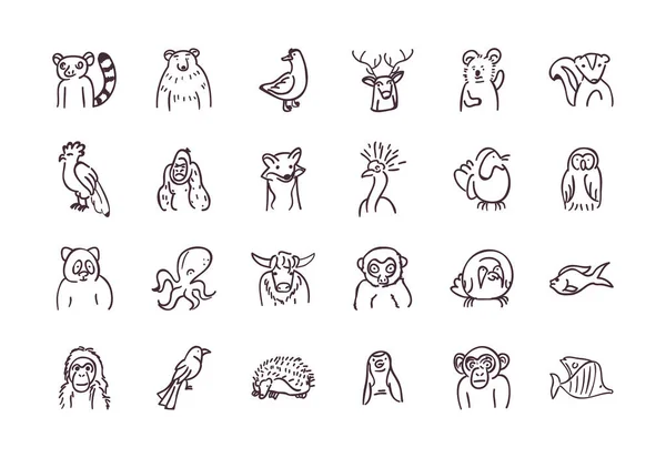 Animals line style icon set vector design — Stock Vector