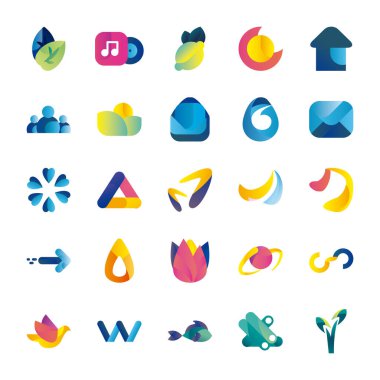 Abstract shapes gradient style icon set vector design clipart