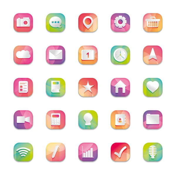 Móvel, web, conjunto de ícones de botões de aplicativo, design detalhado — Vetor de Stock