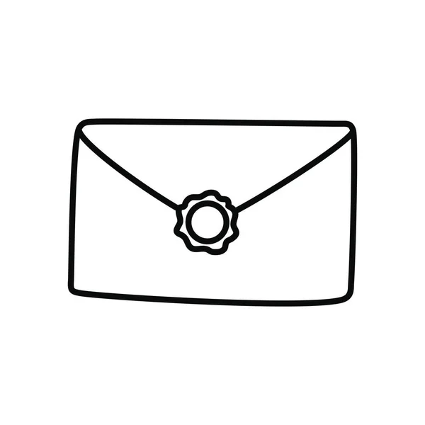 Envelope com ícone de selo, linha e estilo de preenchimento — Vetor de Stock