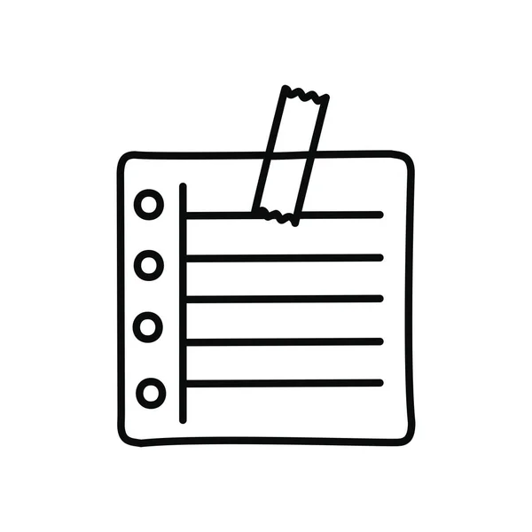 Strona notebooka z taśmą, linią i stylem wypełnienia — Wektor stockowy