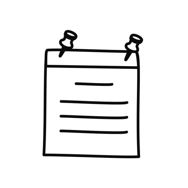 Notatka z ikoną szpilki papierowej, styl linii — Wektor stockowy