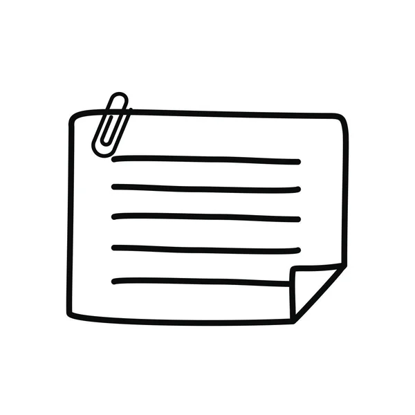 Notatka w paski z ikoną spinacza, linia stylu — Wektor stockowy