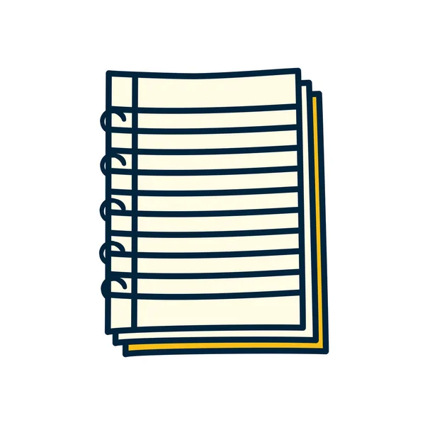 Icono de cuaderno espiral, línea y estilo de relleno — Vector de stock