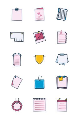 yer imi ve notlar simgesi seti, satır ve doldurma biçimi