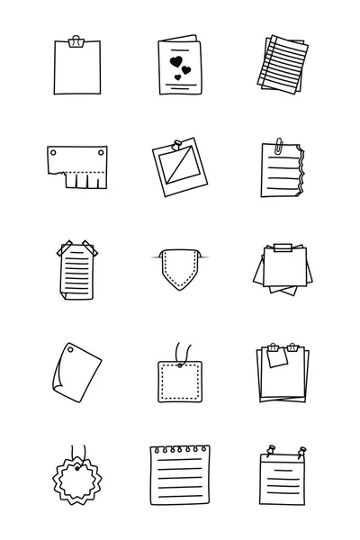Bookmark e notas conjunto de ícone, estilo de linha —  Vetores de Stock