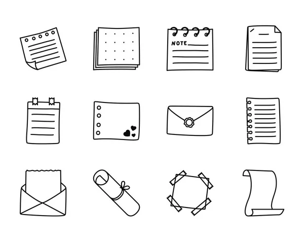 Enveloppen, notities en berichten pictogram set, lijn stijl — Stockvector