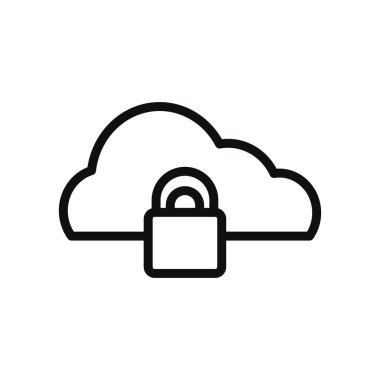 siber güvenlik kavramı, bulut depolama ve asma kilit simgesi, satır biçimi