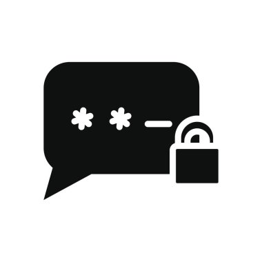 Siber güvenlik kavramı, asma kilit ikonlu konuşma balonu, siluet tarzı