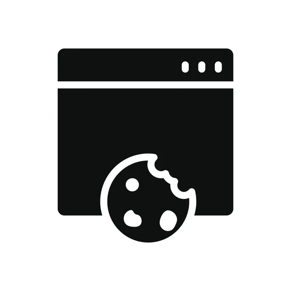 Concept de cybersécurité, icône de la page Web cookies, style silhouette — Image vectorielle