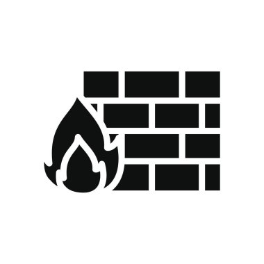 Siber güvenlik konsepti, güvenlik duvarı simgesi, siluet biçimi