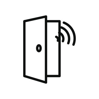 siber güvenlik konsepti, kablosuz sinyal simgesi olan kapı, satır biçimi