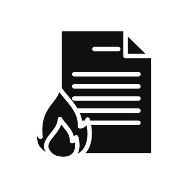 Siber güvenlik kavramı, ateş alevi simgesi olan belge, siluet tarzı