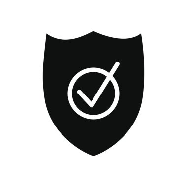 Siber güvenlik konsepti, işaretli kalkan, siluet biçimi