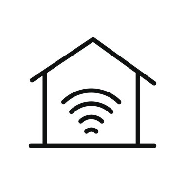 Siber güvenlik kavramı, kablosuz ağ sembollü ev, satır biçimi
