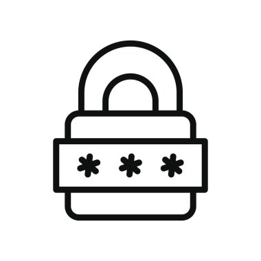 siber güvenlik konsepti, parola simgesi ile asma kilit, satır biçimi