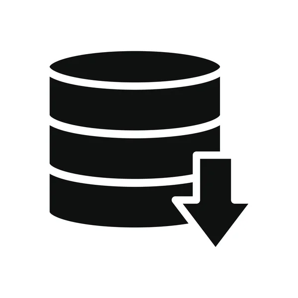 Concepto de seguridad cibernética, almacenamiento de base de datos y flecha de descarga, estilo de silueta — Archivo Imágenes Vectoriales