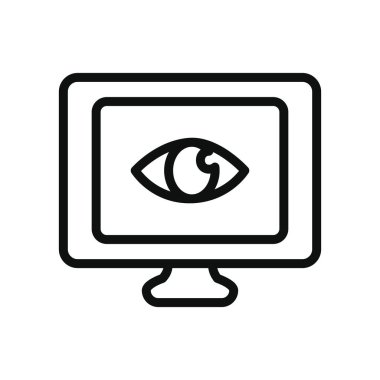 Siber güvenlik kavramı, göz simgesi olan bilgisayar, satır biçimi