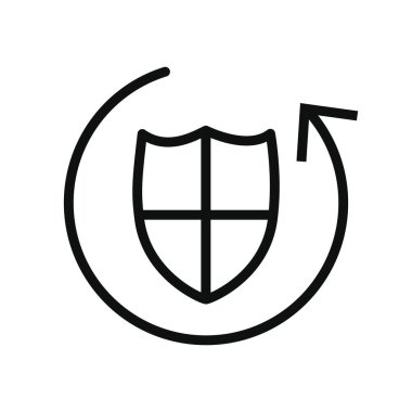 siber güvenlik konsepti, senkronize ok simgesi ile güvenlik kalkanı, satır biçimi