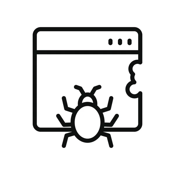 Cyber security concept, web page with bug malware icon, line style — Stock Vector