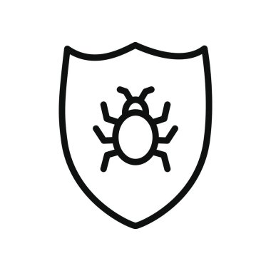 siber güvenlik konsepti, zararlı yazılım koruma ikonu, satır biçimi