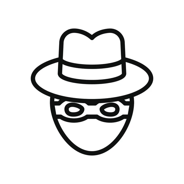 Concepto de seguridad cibernética, icono del hacker del crimen, estilo de línea — Archivo Imágenes Vectoriales