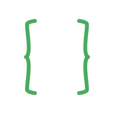 kıvrımlı parantezler düz biçim ikon vektör tasarımı