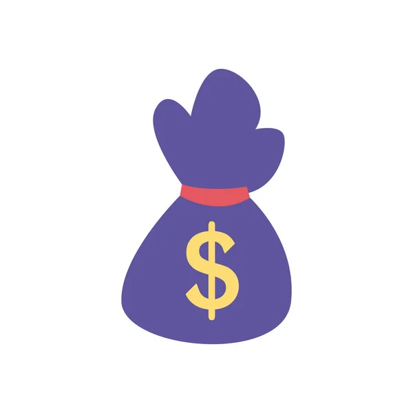 Saco de dinheiro design vetor ícone estilo plano — Vetor de Stock
