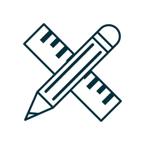 Lineal und Bleistift Linie Stil Icon Vektor Design — Stockvektor