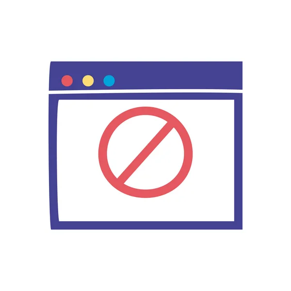 Sitio web con símbolo prohibido diseño de vectores icono de estilo plano — Vector de stock