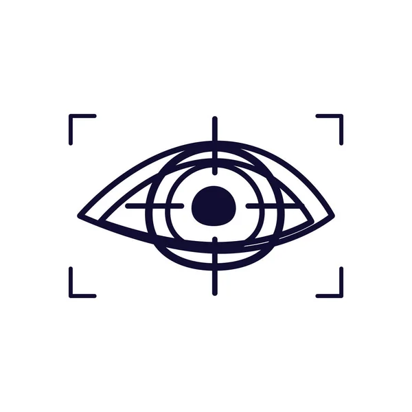 Auge mit Fokus Rechteck Linie Stil-Symbol Vektor-Design — Stockvektor