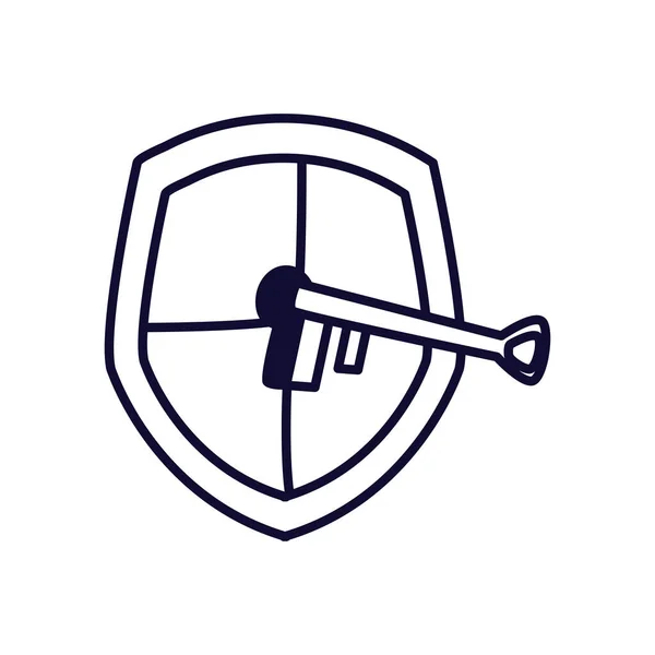 Escudo com design de vetor de ícone de estilo de linha chave —  Vetores de Stock