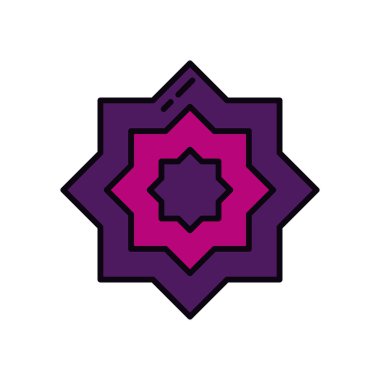 Mübarek bayram konsepti, İslami yıldız simgesi, çizgi ve dolgu biçimi